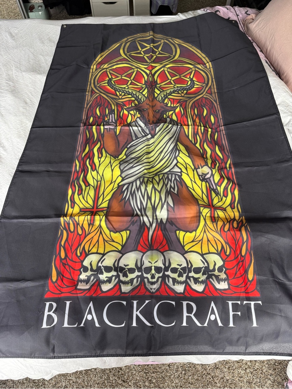 Blackcraft Cult Baphomet Wall Flag Gothic Satanic Banner Tapestry
